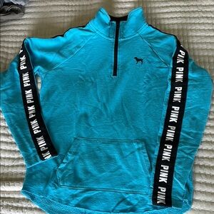 PINK Victoria's Secret Blue and Black Hoodie Sweatshirt